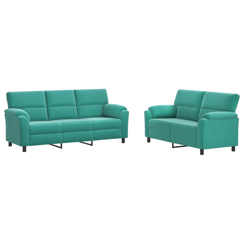 vidaXL Zestaw Sof 2 pcs Turkusowy Welur
