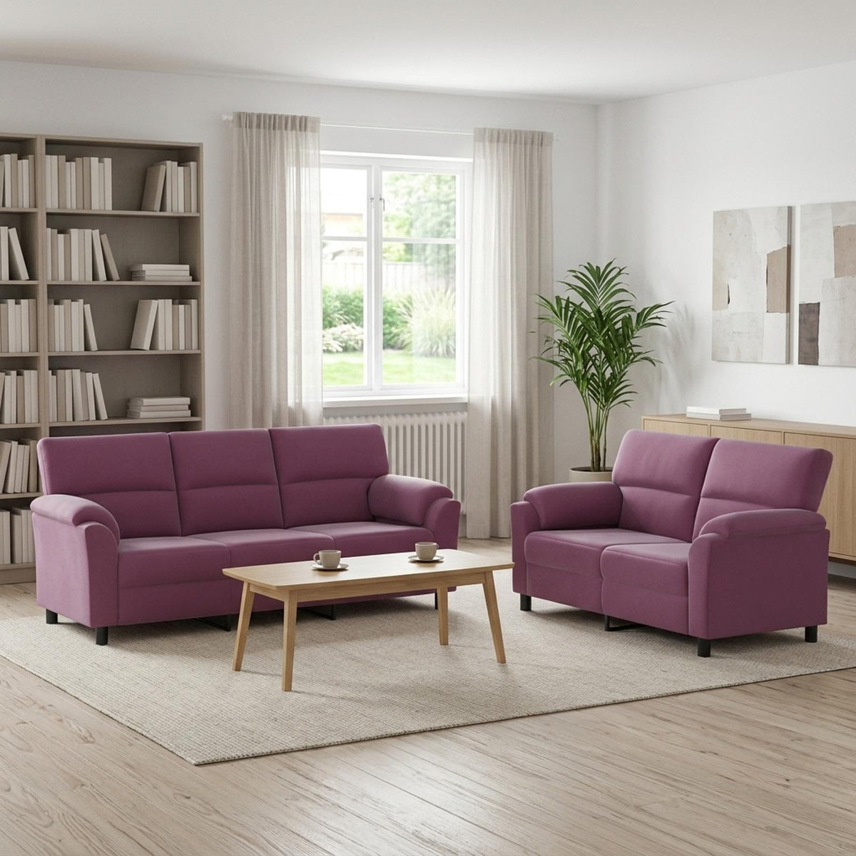 vidaXL Zestaw Sof 2 pcs Fioletowy Welur