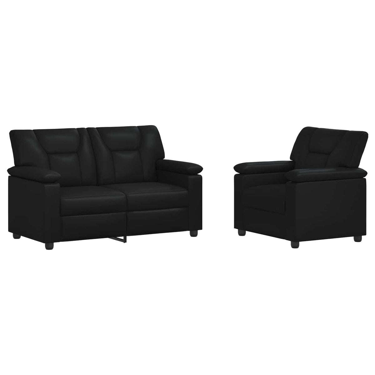 vidaXL Zestaw Sof 2 pcs Czarny Ekoskóra