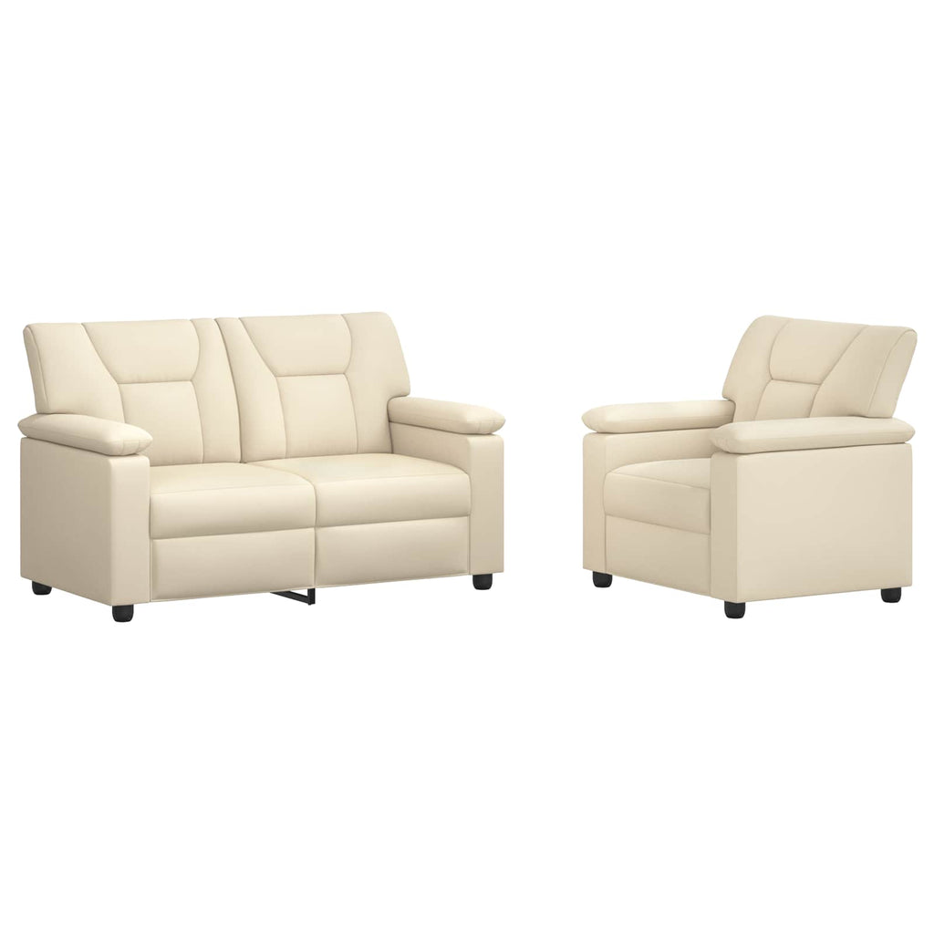 vidaXL Zestaw Sof 2 pcs kremowy Ekoskóra