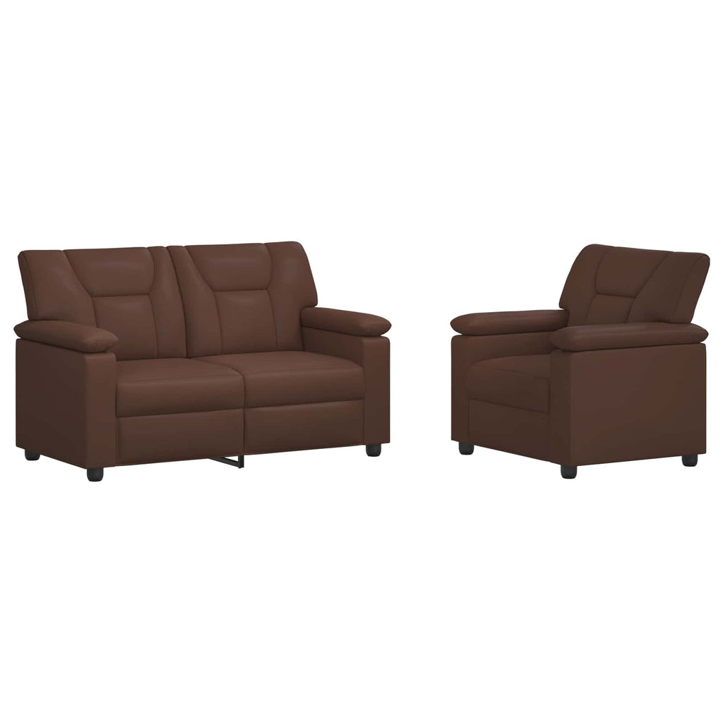 vidaXL Zestaw Sof 2 pcs brązowy Ekoskóra