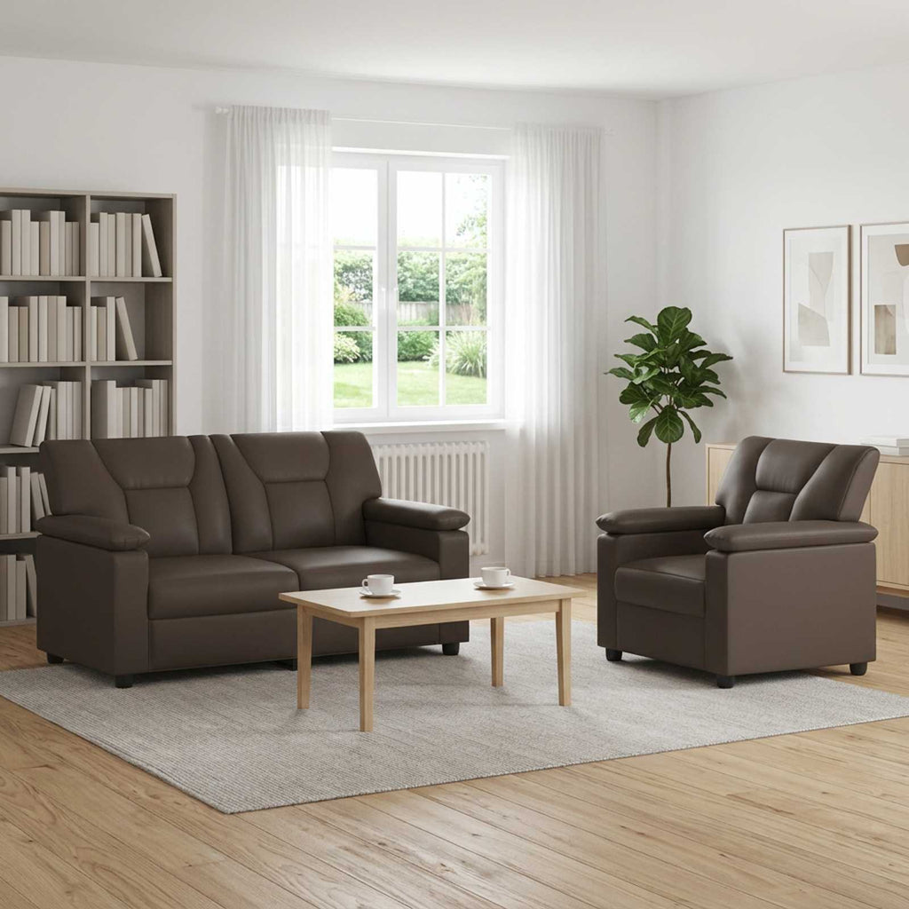 vidaXL Zestaw Sof 2 pcs Szary Ekoskóra