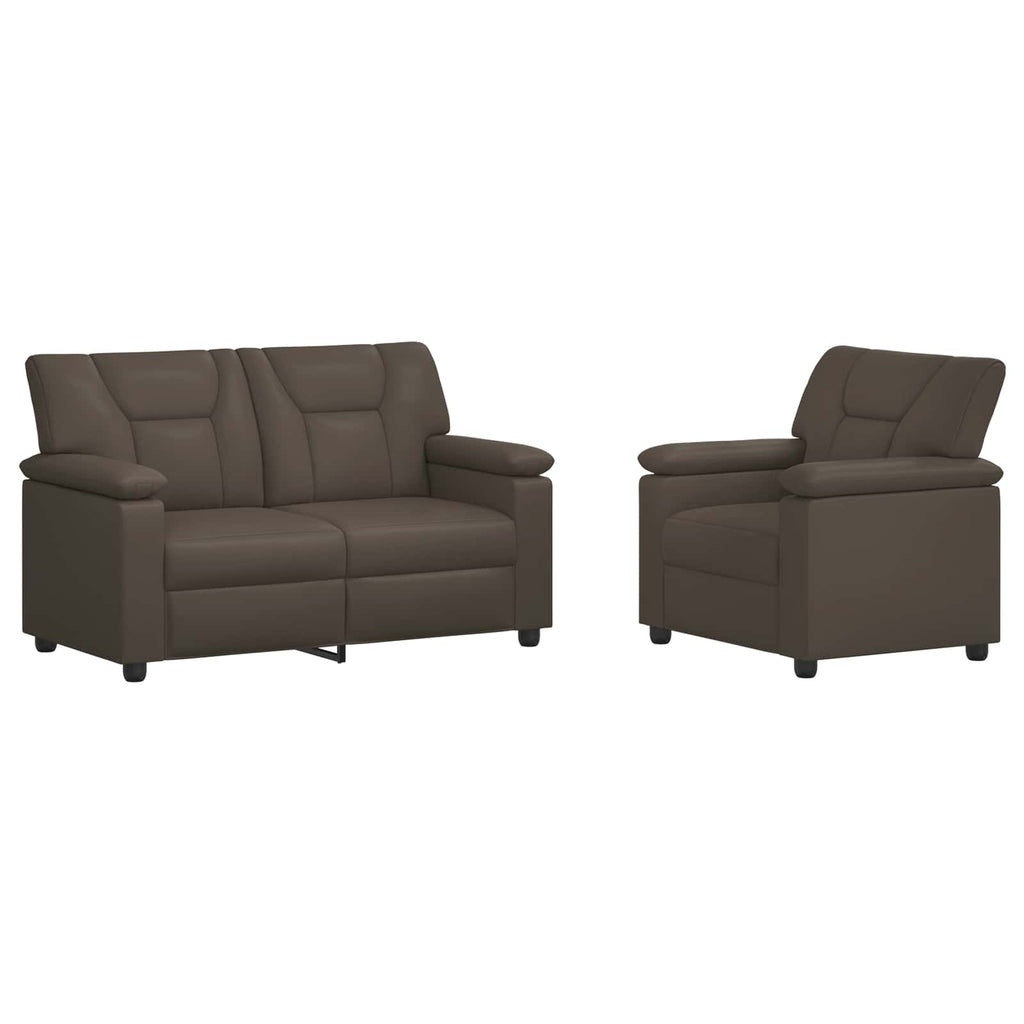 vidaXL Zestaw Sof 2 pcs Szary Ekoskóra