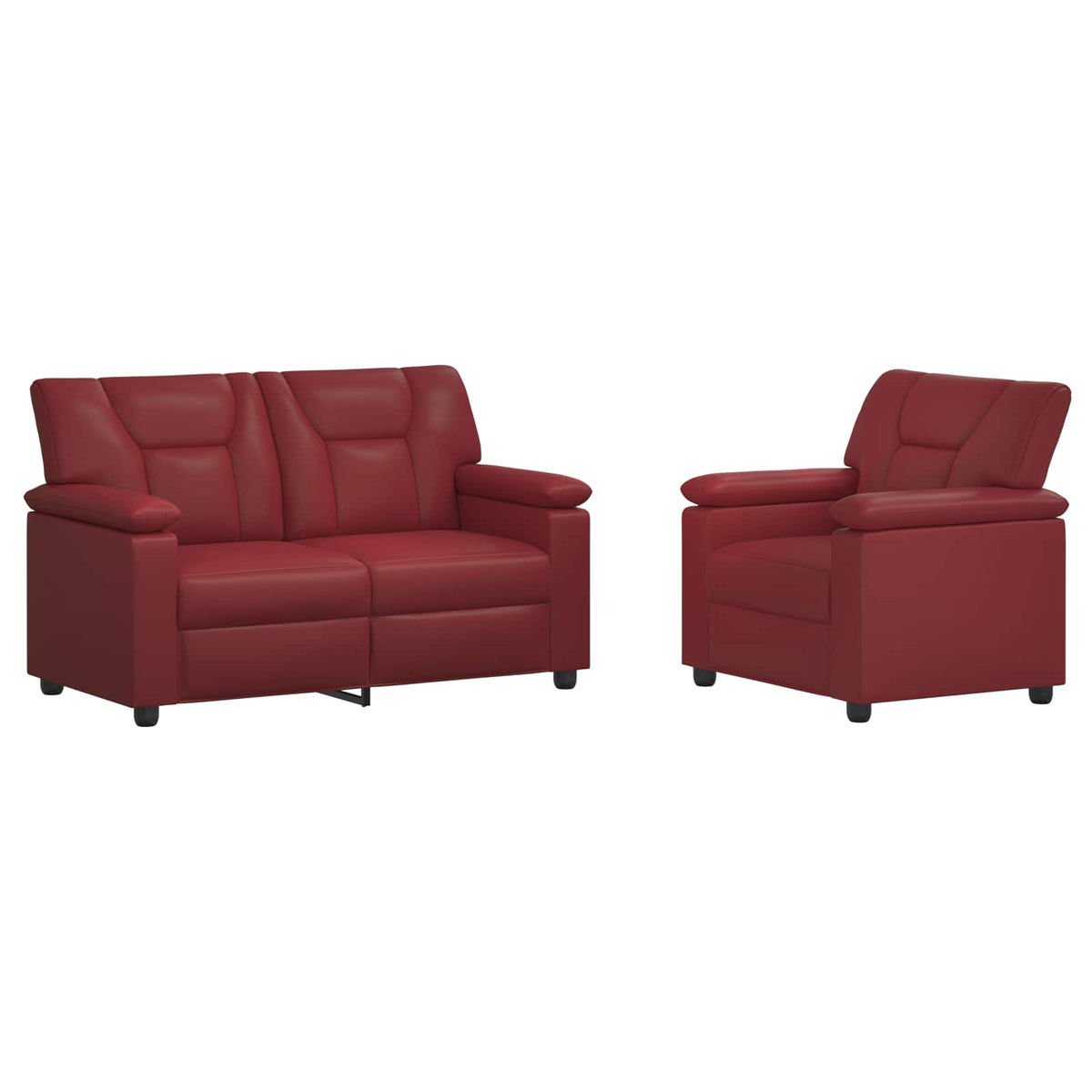 vidaXL Zestaw Sof 2 pcs Czerwone wino Ekoskóra