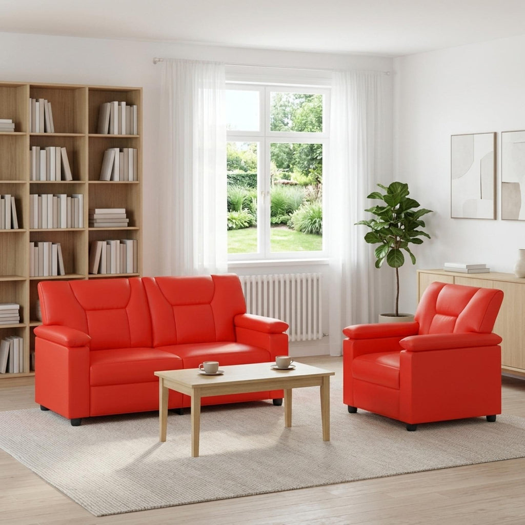 vidaXL Zestaw Sof 2 pcs czerwony Ekoskóra