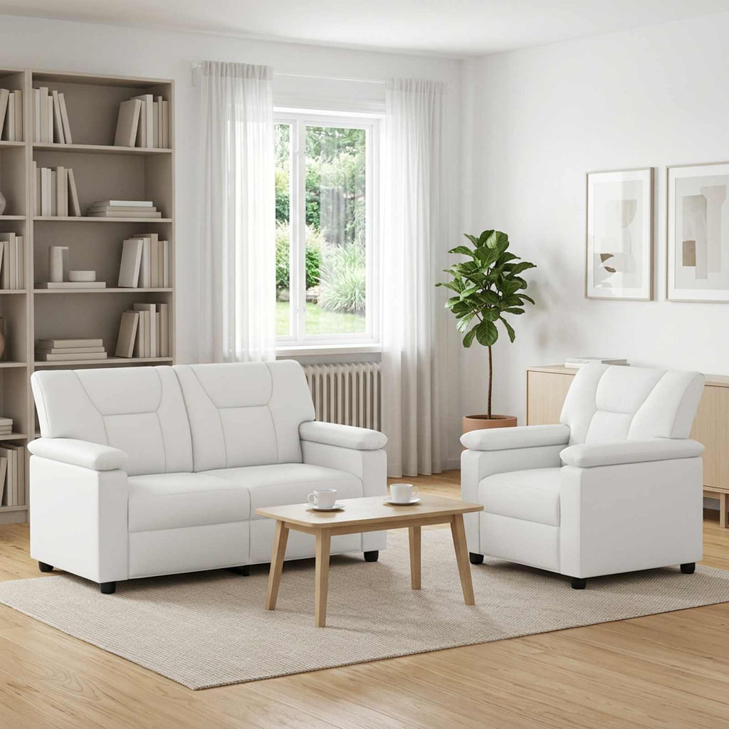 vidaXL Zestaw Sof 2 pcs Biały Ekoskóra