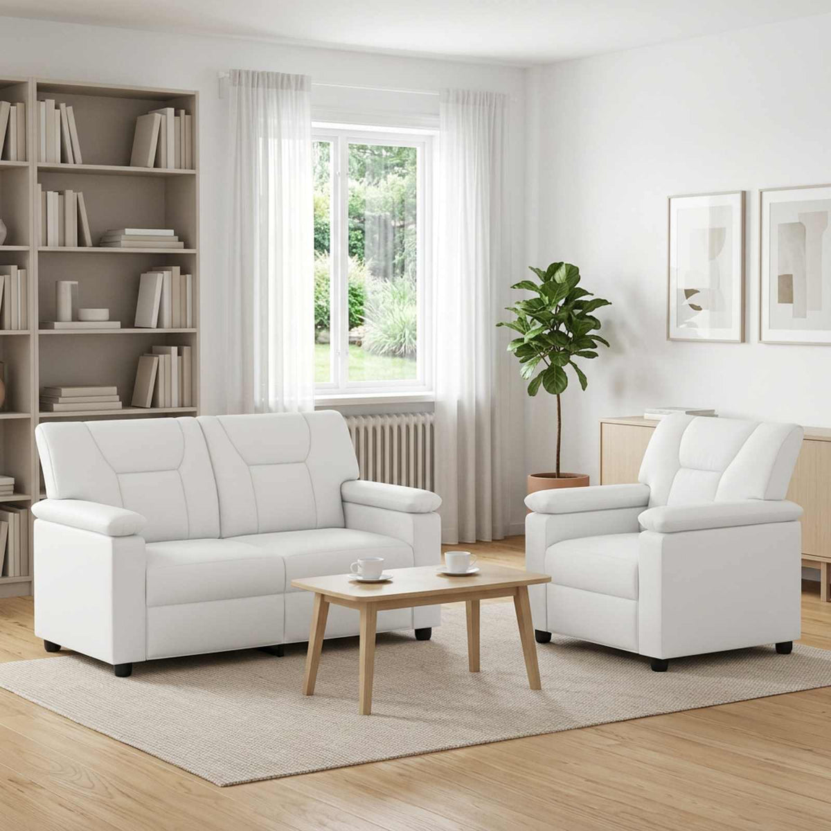 vidaXL Zestaw Sof 2 pcs Biały Ekoskóra