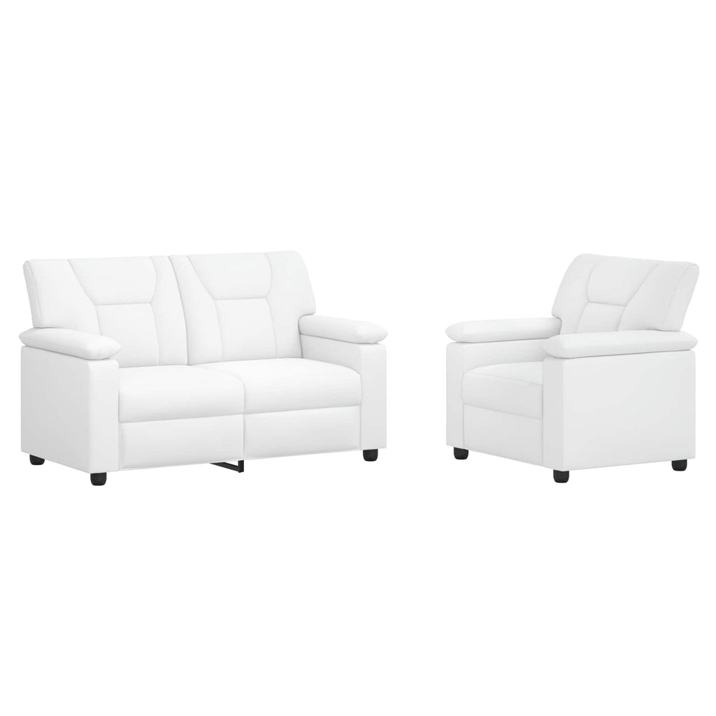 vidaXL Zestaw Sof 2 pcs Biały Ekoskóra