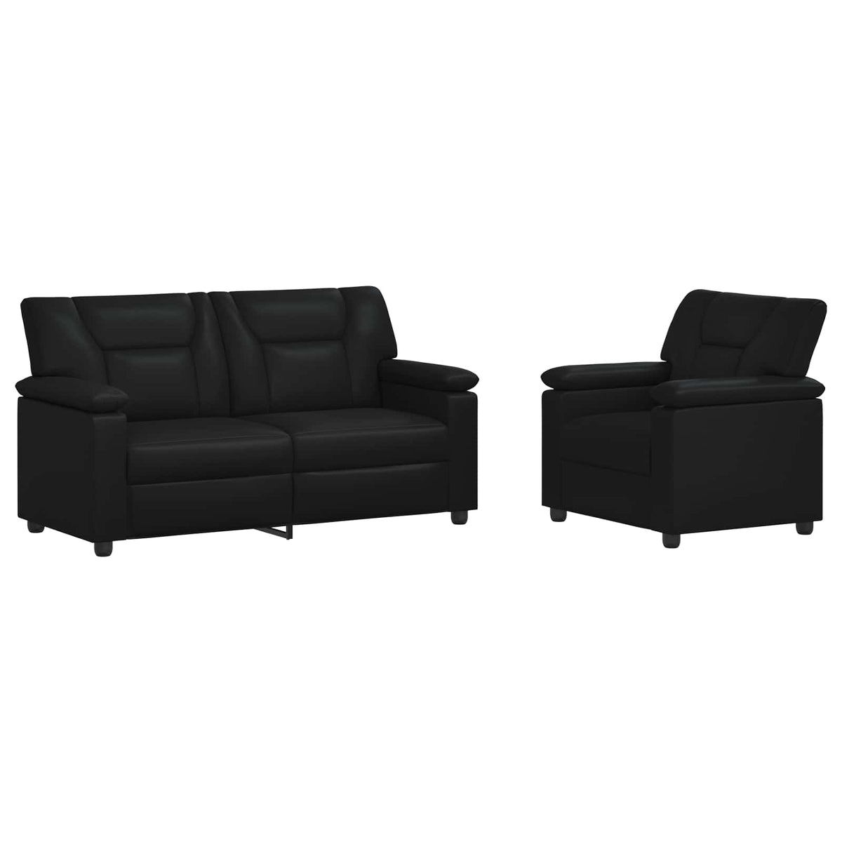 vidaXL Zestaw Sof 2 pcs Czarny Ekoskóra