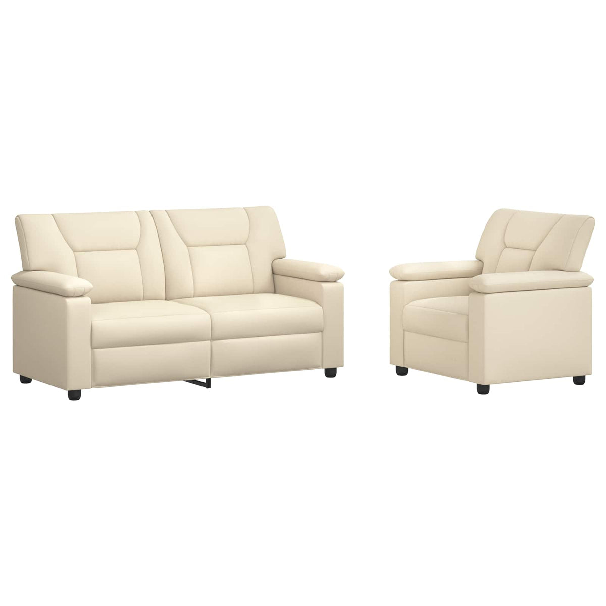 vidaXL Zestaw Sof 2 pcs kremowy Ekoskóra