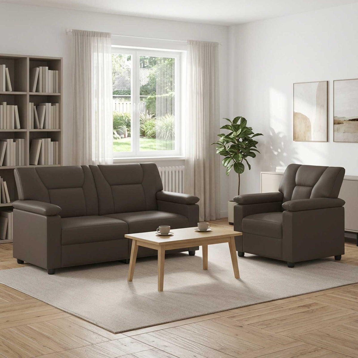vidaXL Zestaw Sof 2 pcs Szary Ekoskóra