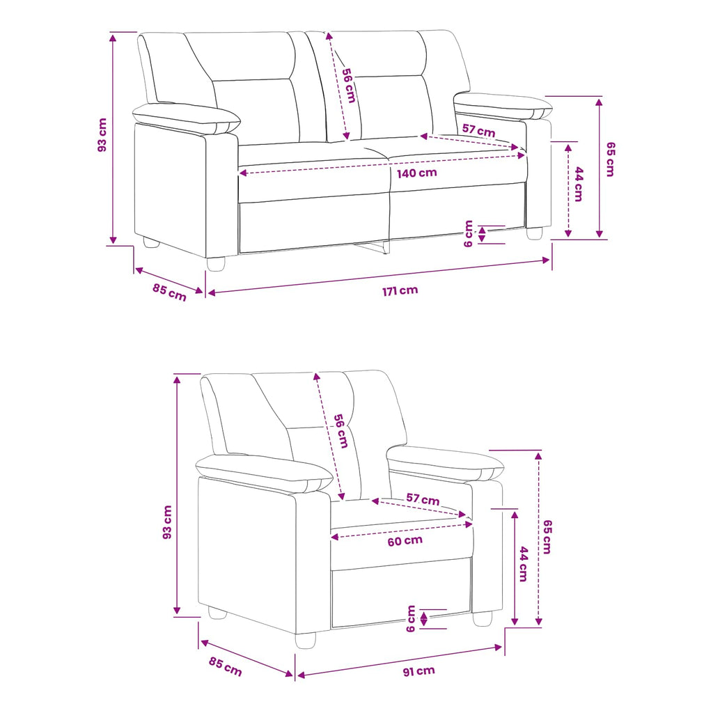 vidaXL Zestaw Sof 2 pcs Szary Ekoskóra