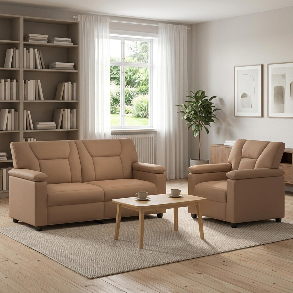vidaXL Zestaw Sof 2 pcs Cappuccino Ekoskóra