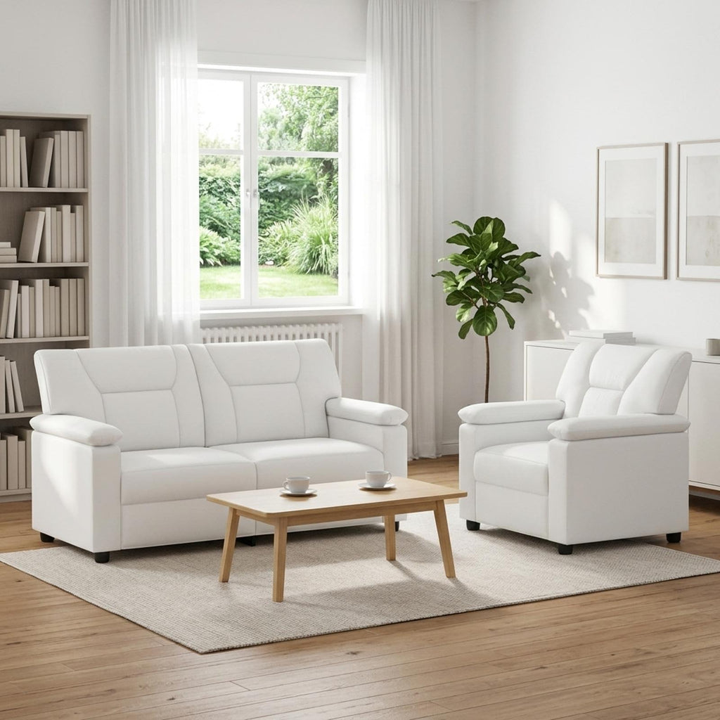 vidaXL Zestaw Sof 2 pcs Biały Ekoskóra
