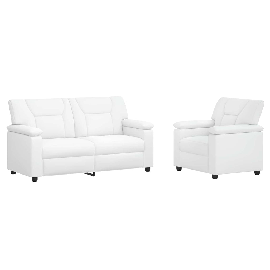 vidaXL Zestaw Sof 2 pcs Biały Ekoskóra