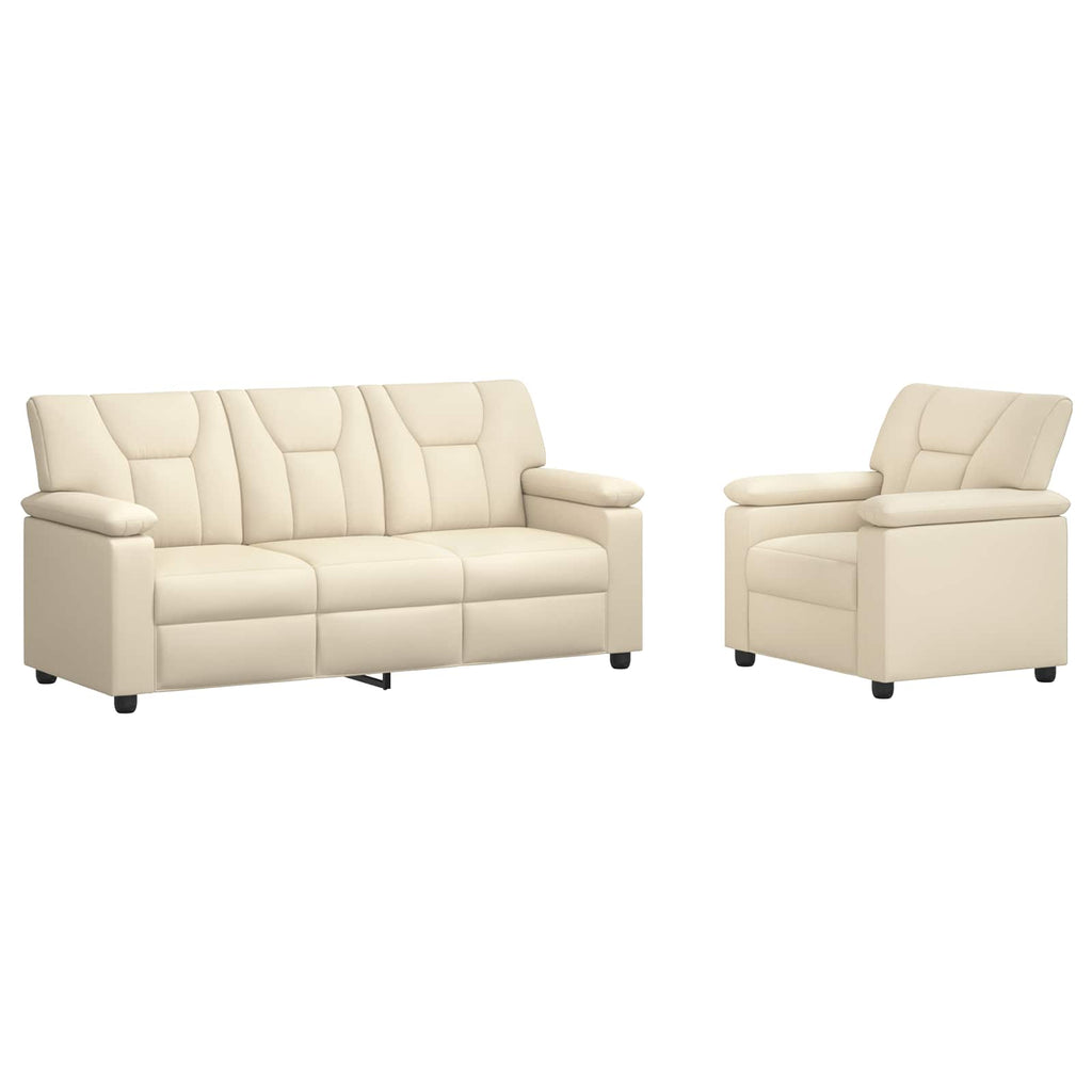 vidaXL Zestaw Sof 2 pcs kremowy Ekoskóra