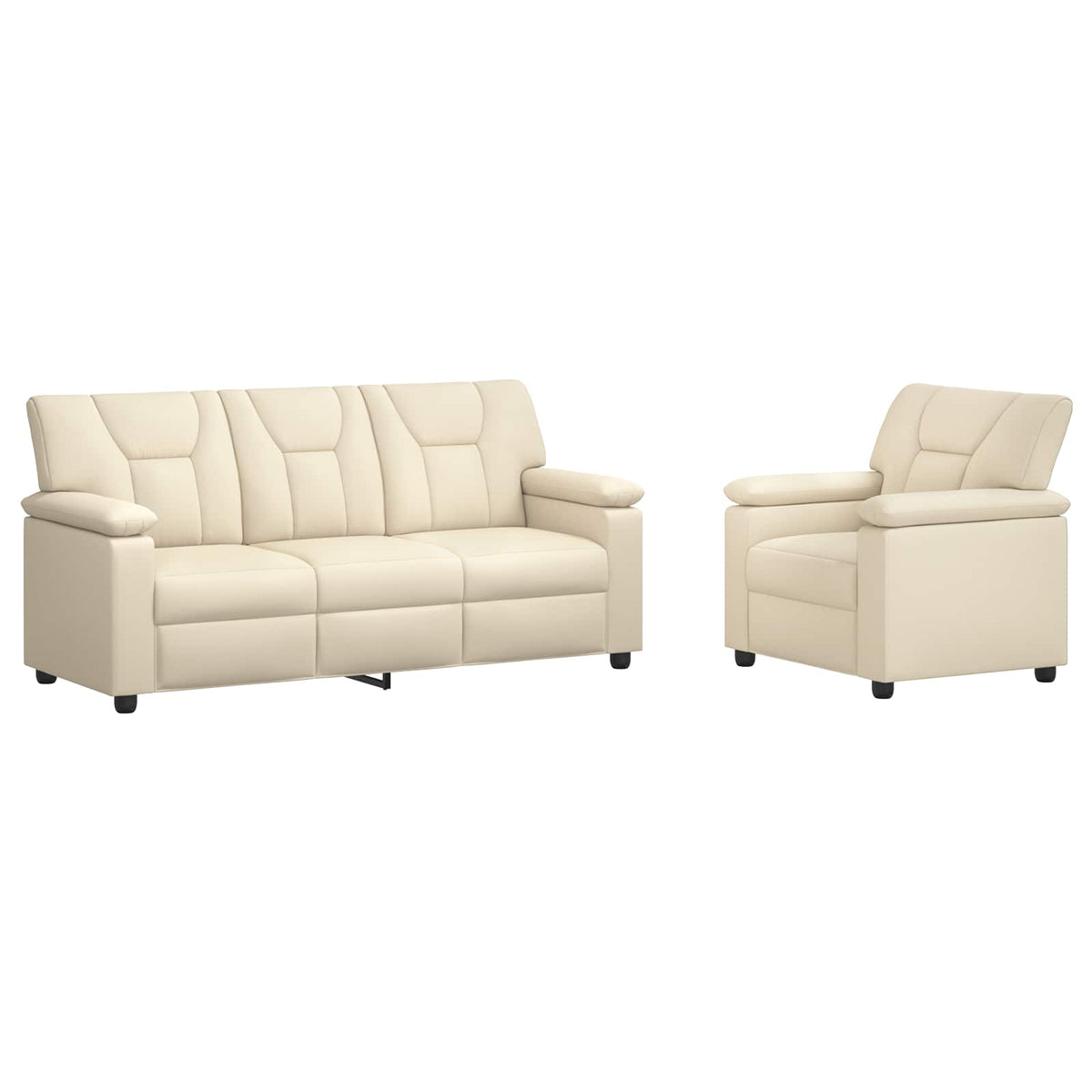 vidaXL Zestaw Sof 2 pcs kremowy Ekoskóra