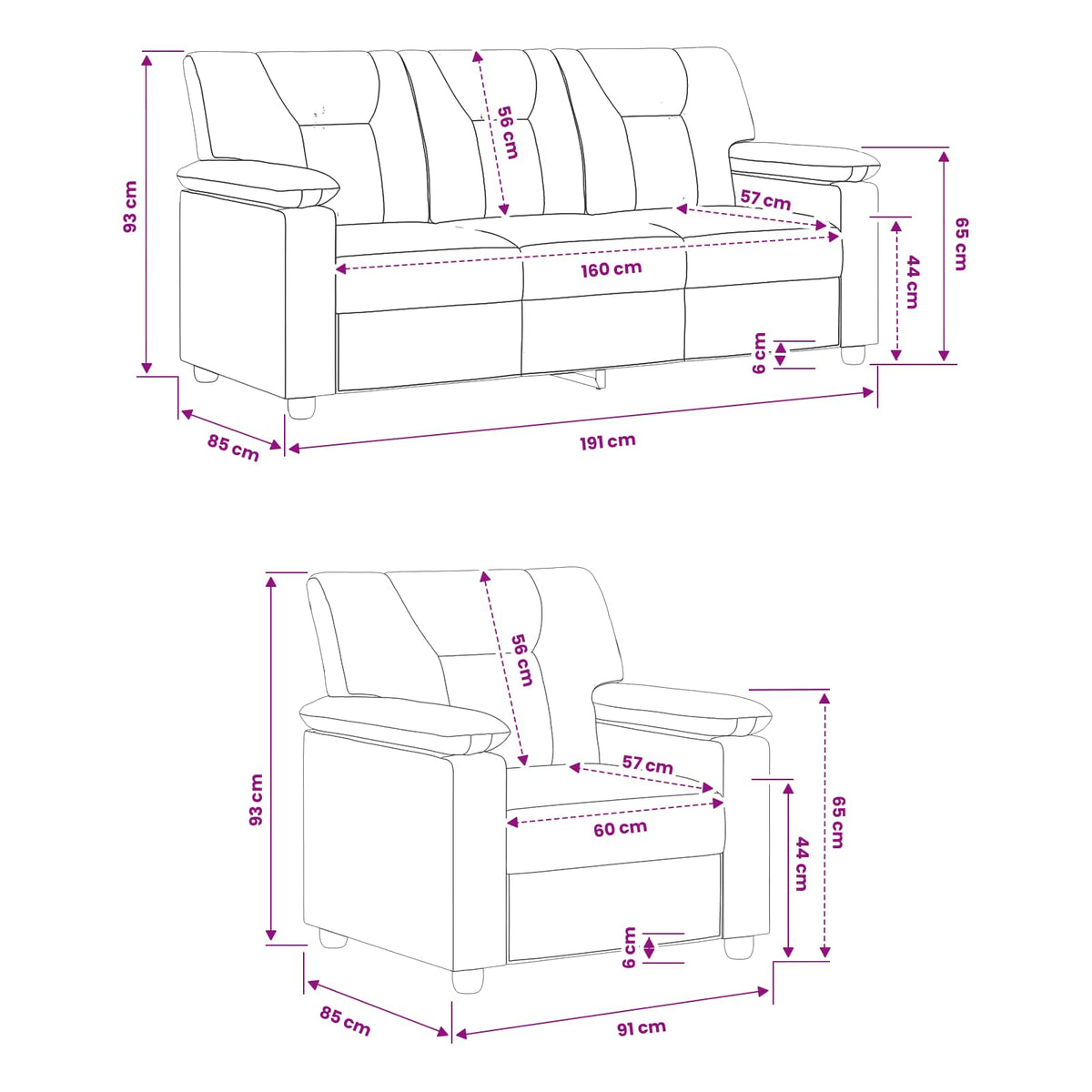 vidaXL Zestaw Sof 2 pcs kremowy Ekoskóra