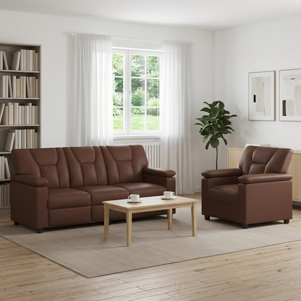 vidaXL Zestaw Sof 2 pcs brązowy Ekoskóra