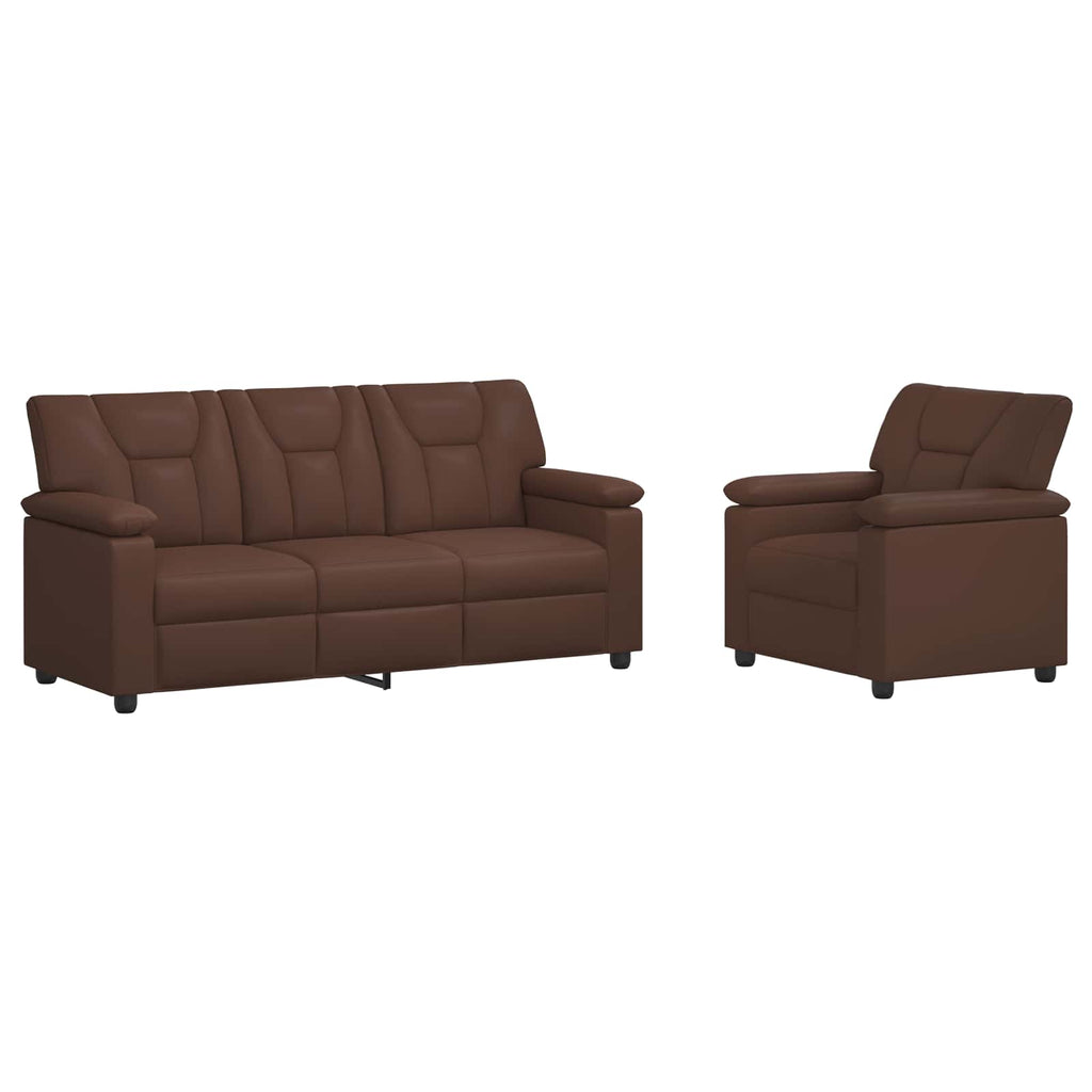vidaXL Zestaw Sof 2 pcs brązowy Ekoskóra