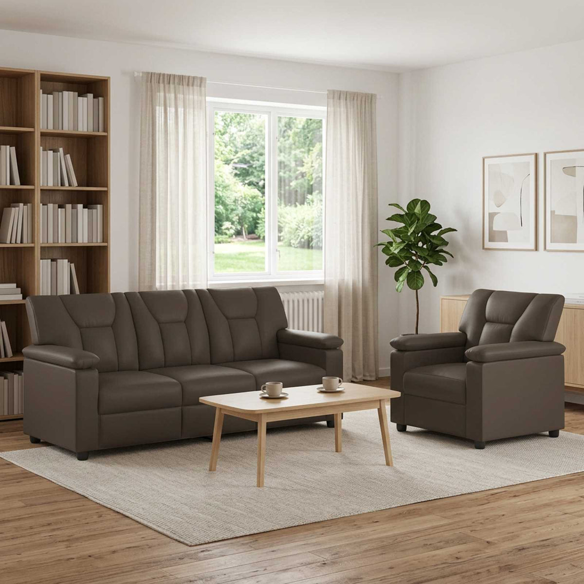 vidaXL Zestaw Sof 2 pcs Szary Ekoskóra