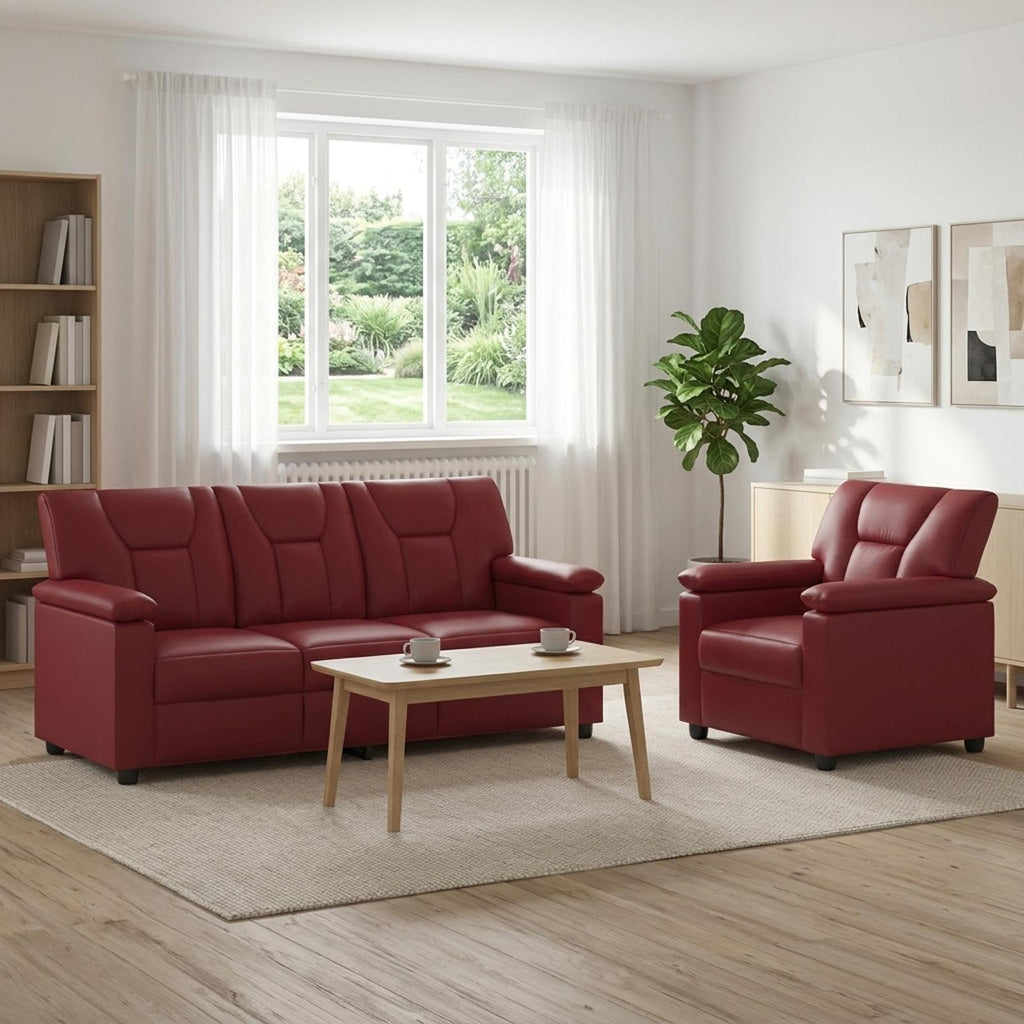 vidaXL Zestaw Sof 2 pcs Czerwone wino Ekoskóra