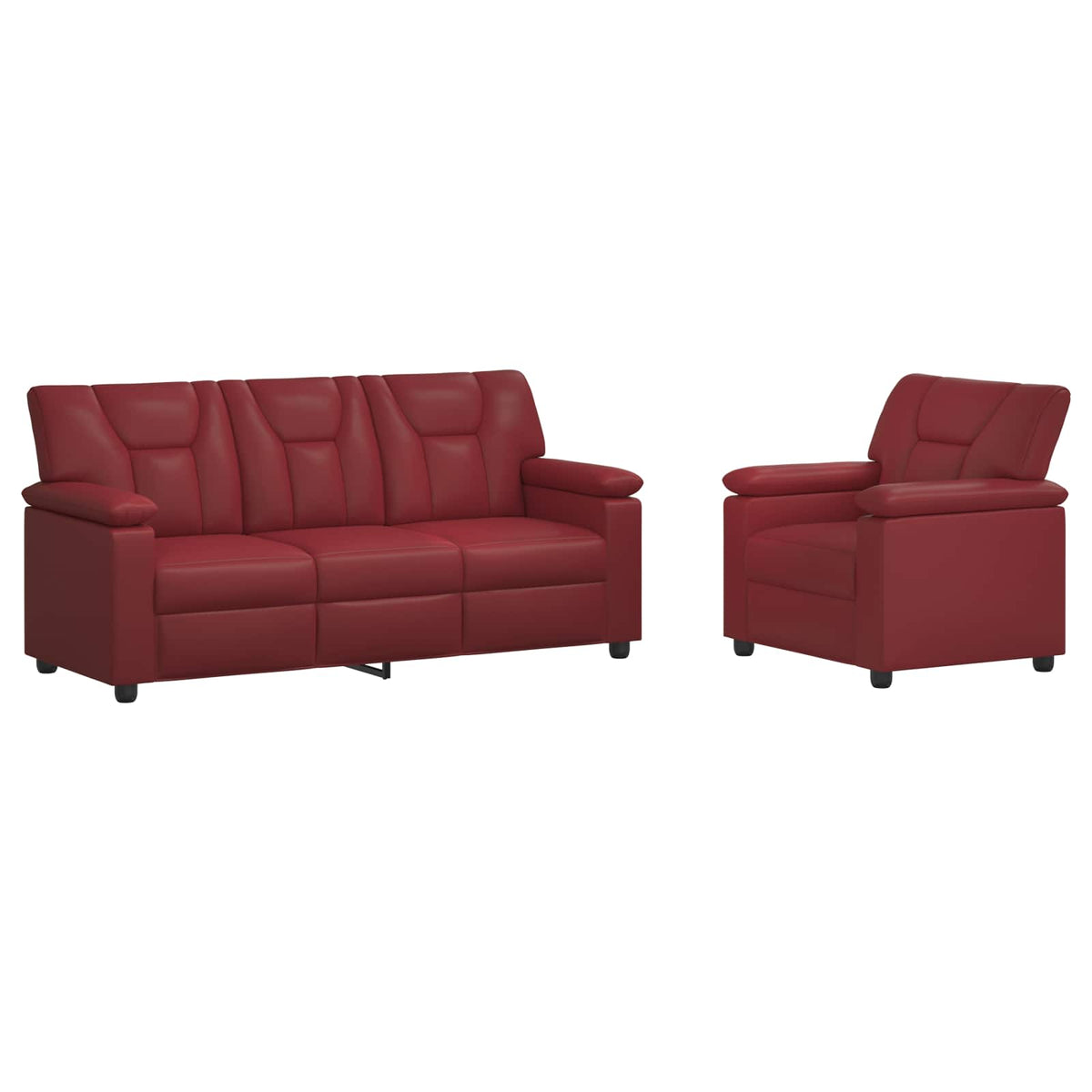 vidaXL Zestaw Sof 2 pcs Czerwone wino Ekoskóra