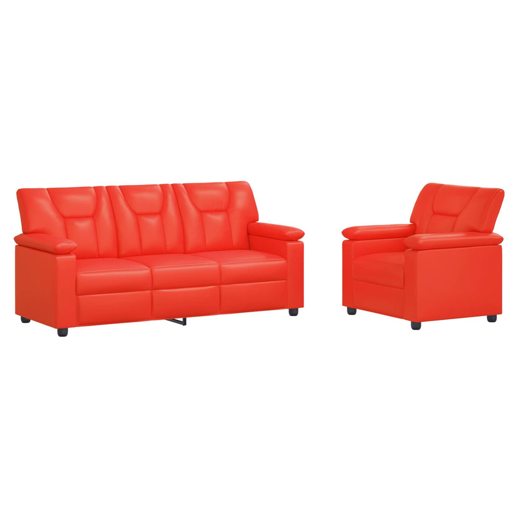 vidaXL Zestaw Sof 2 pcs czerwony Ekoskóra