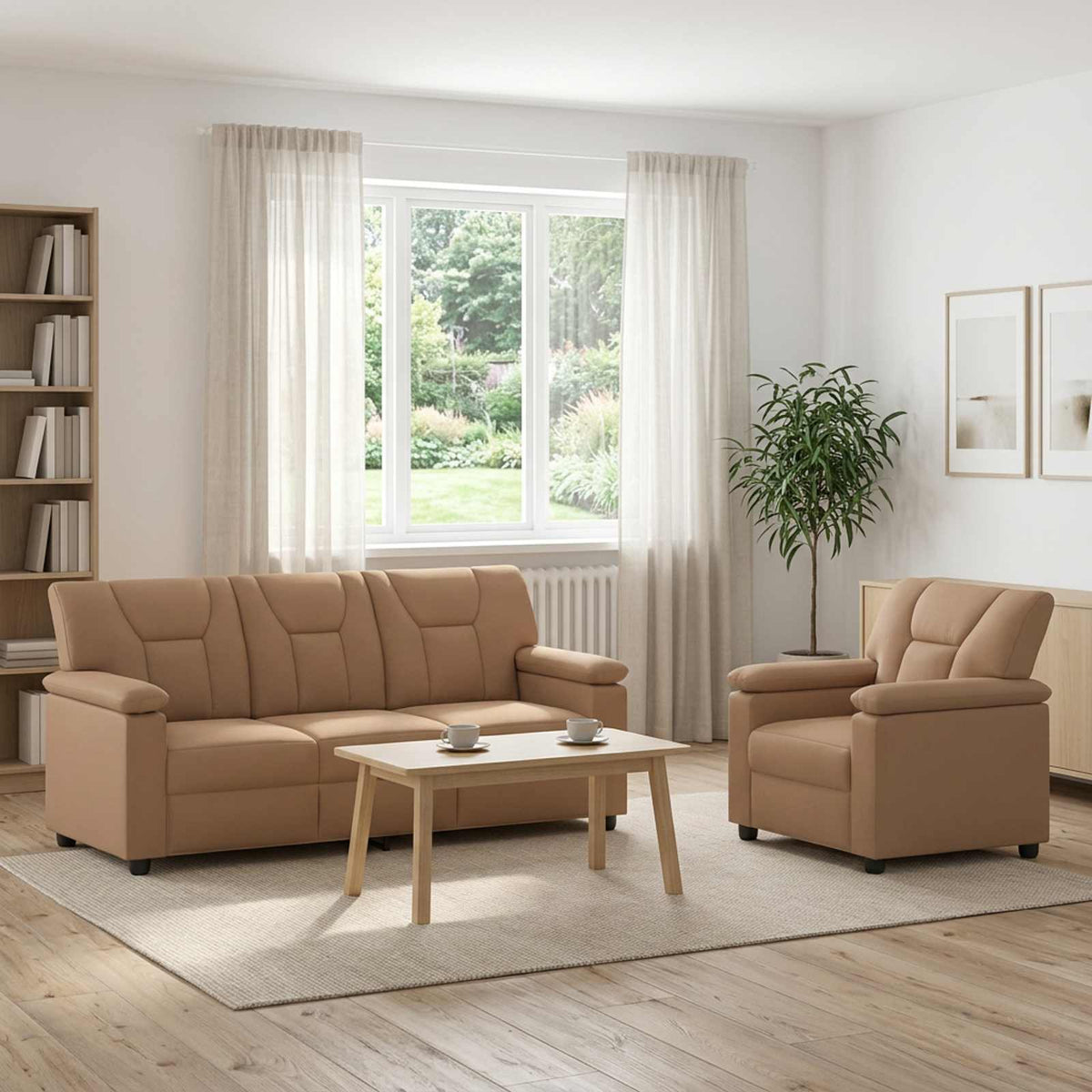 vidaXL Zestaw Sof 2 pcs Cappuccino Ekoskóra
