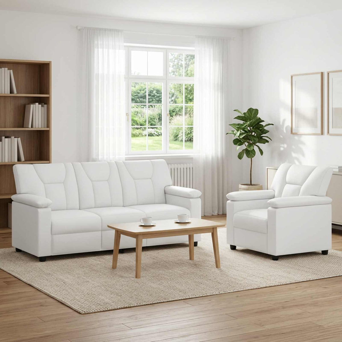 vidaXL Zestaw Sof 2 pcs Biały Ekoskóra