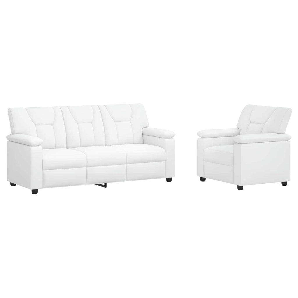 vidaXL Zestaw Sof 2 pcs Biały Ekoskóra