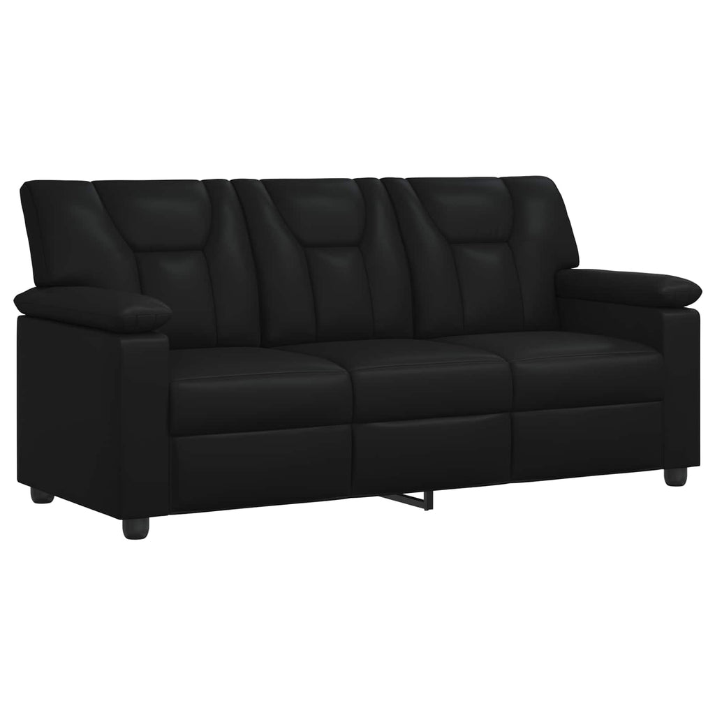 vidaXL Zestaw Sof 3 pcs Czarny Ekoskóra