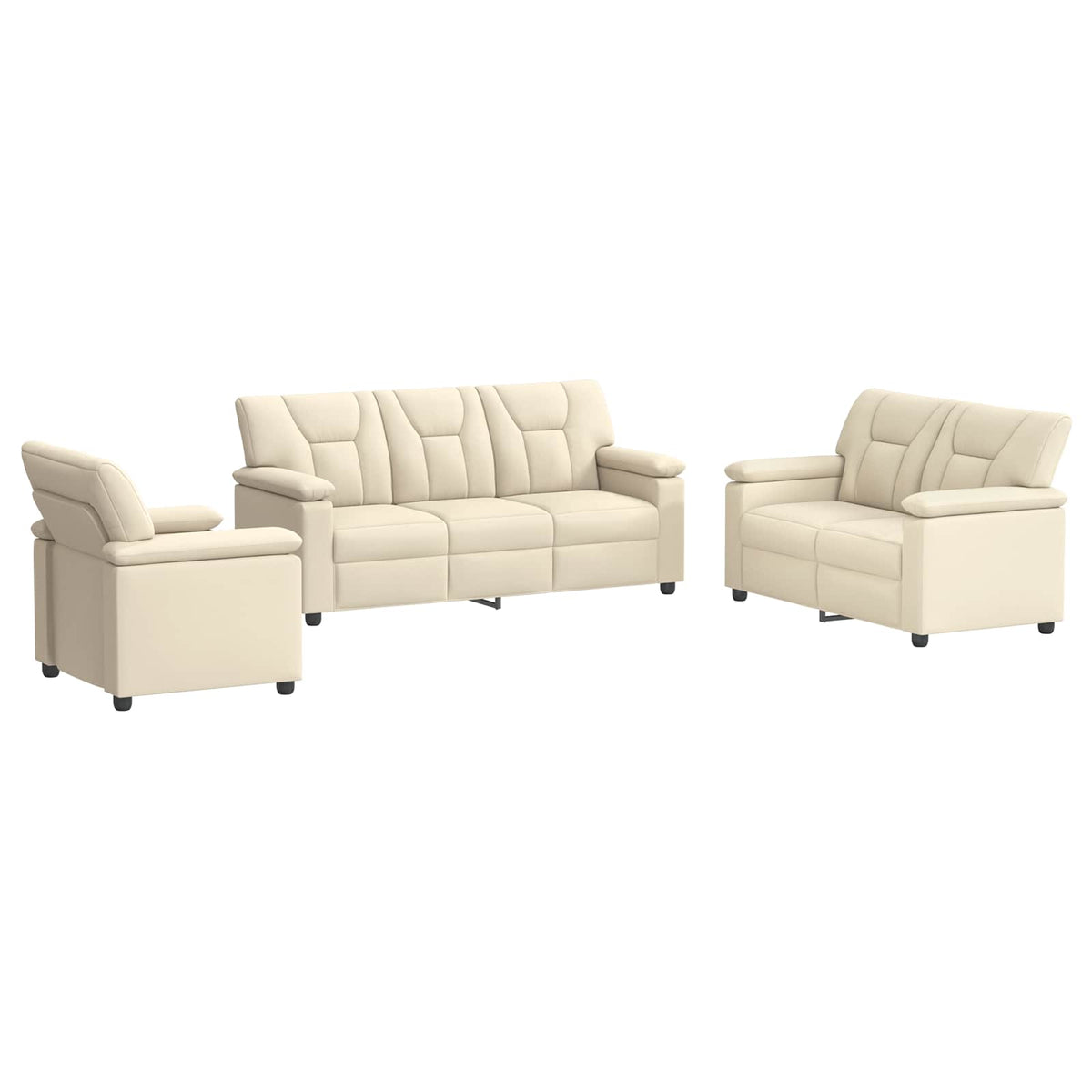 vidaXL Zestaw Sof 3 pcs kremowy Ekoskóra
