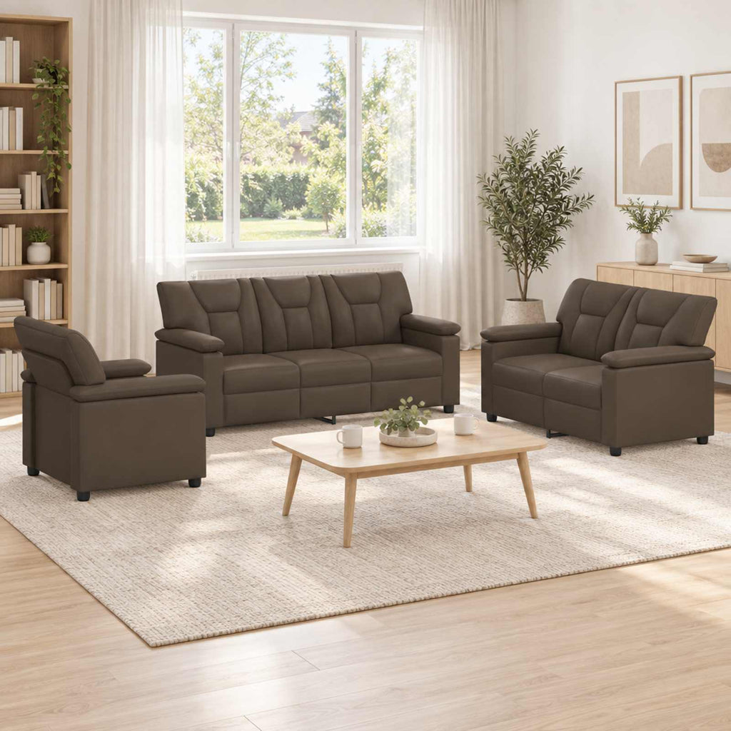 vidaXL Zestaw Sof 3 pcs Szary Ekoskóra