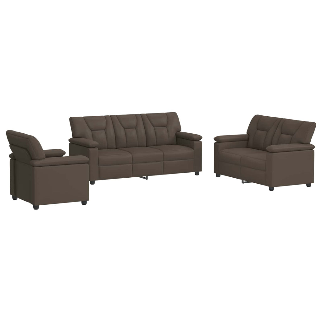 vidaXL Zestaw Sof 3 pcs Szary Ekoskóra