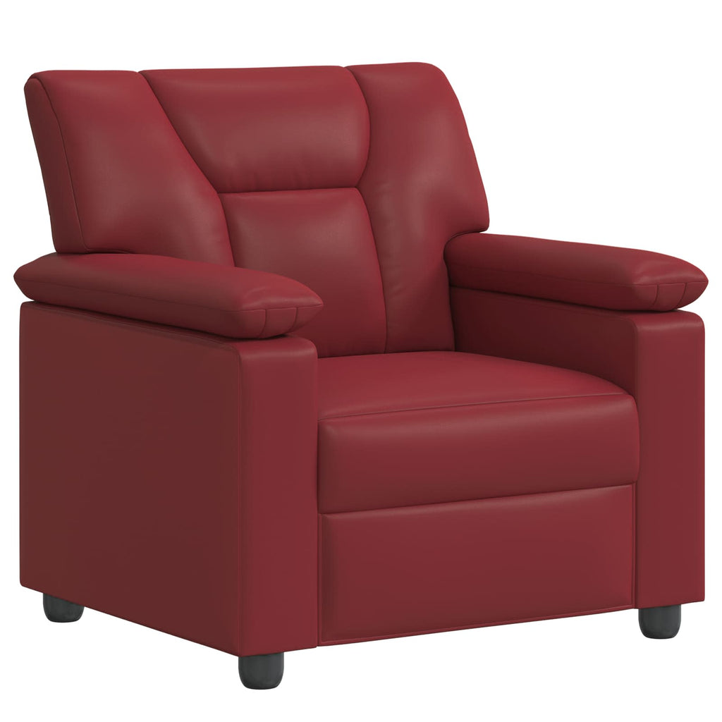 vidaXL Zestaw Sof 3 pcs Czerwone wino Ekoskóra