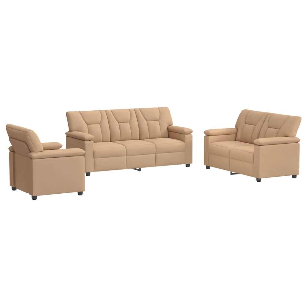 vidaXL Zestaw Sof 3 pcs Cappuccino Ekoskóra
