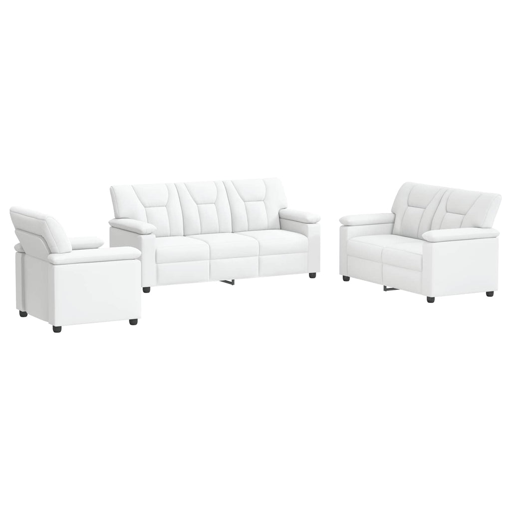 vidaXL Zestaw Sof 3 pcs Biały Ekoskóra