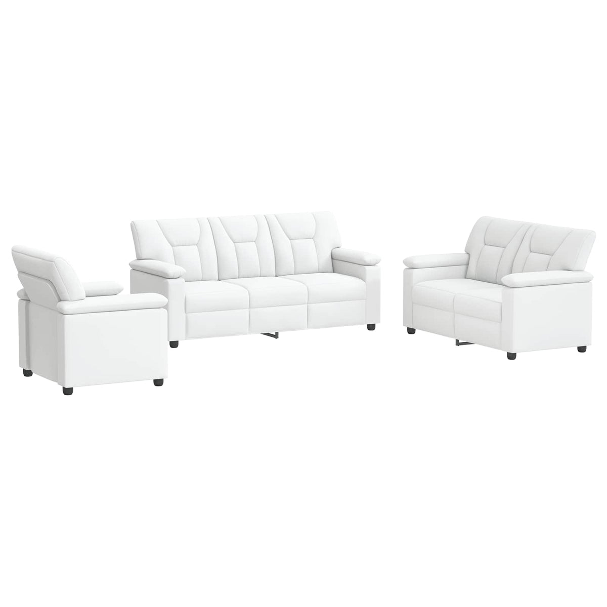 vidaXL Zestaw Sof 3 pcs Biały Ekoskóra
