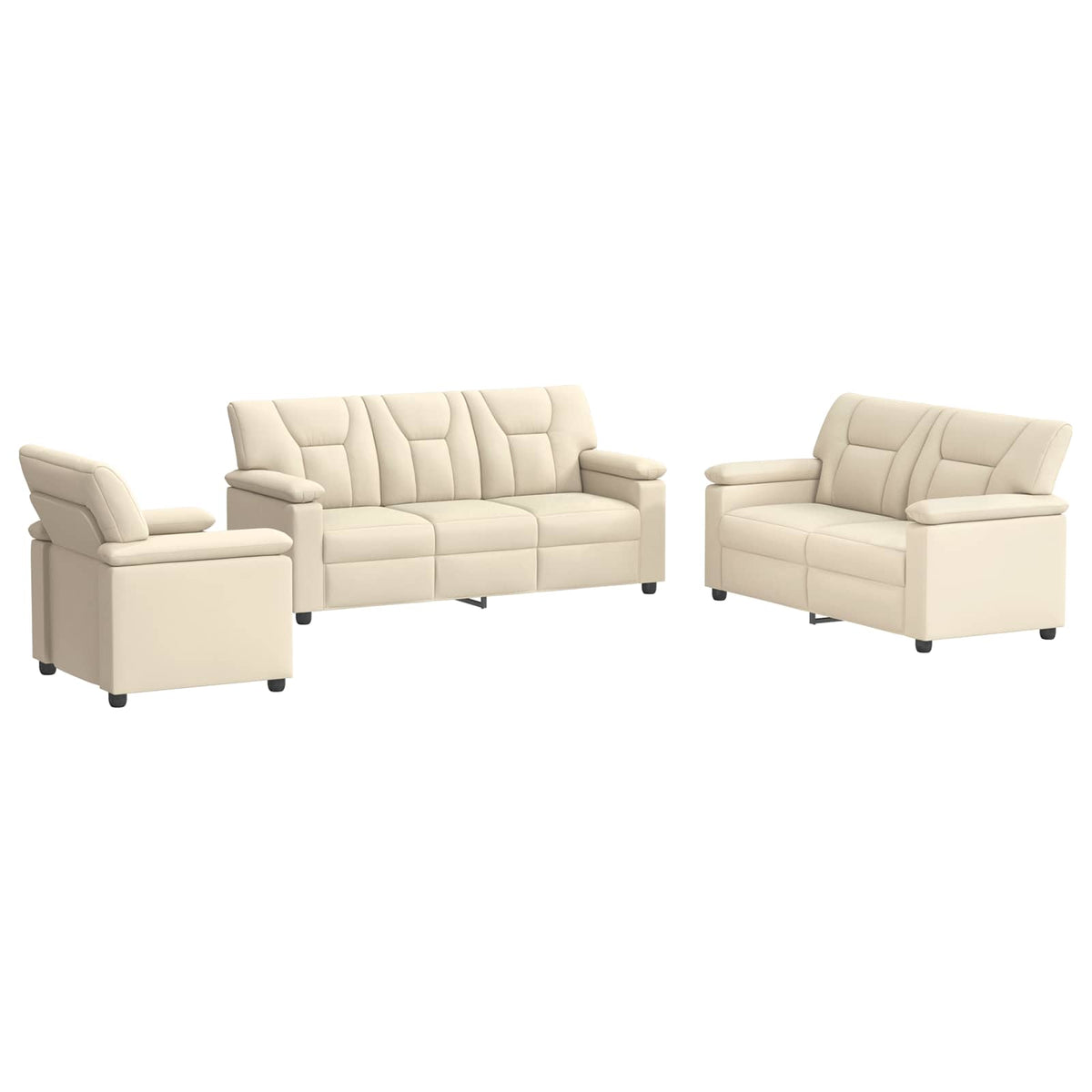 vidaXL Zestaw Sof 3 pcs kremowy Ekoskóra