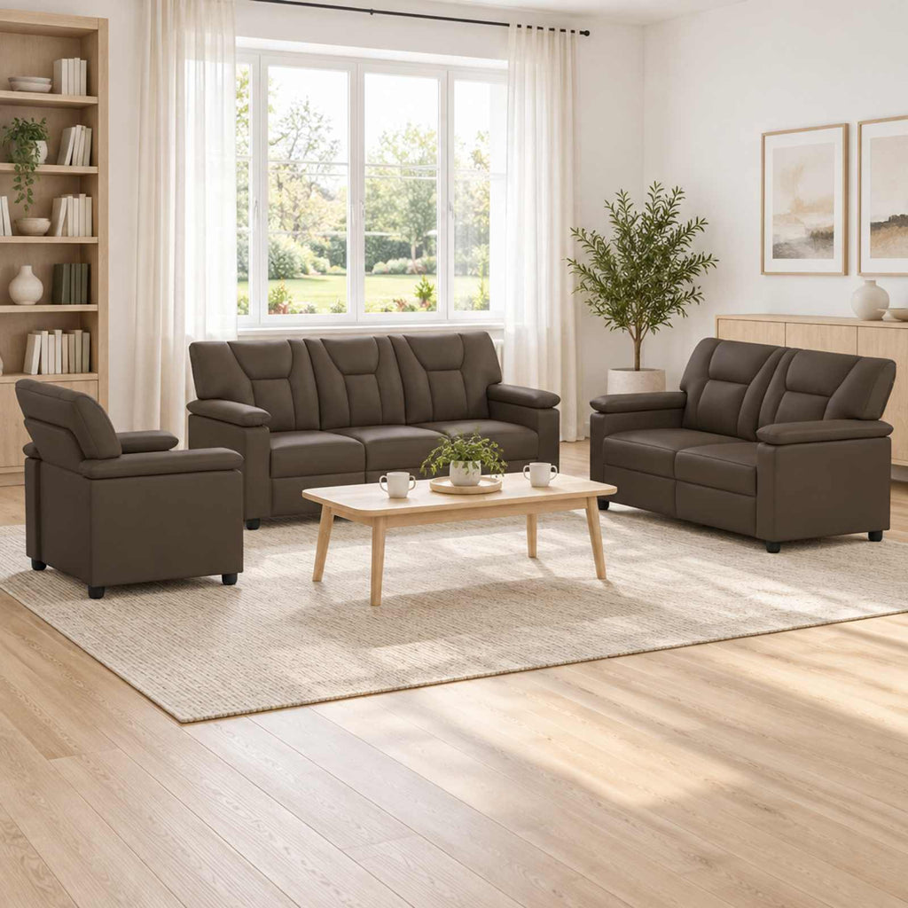 vidaXL Zestaw Sof 3 pcs Szary Ekoskóra