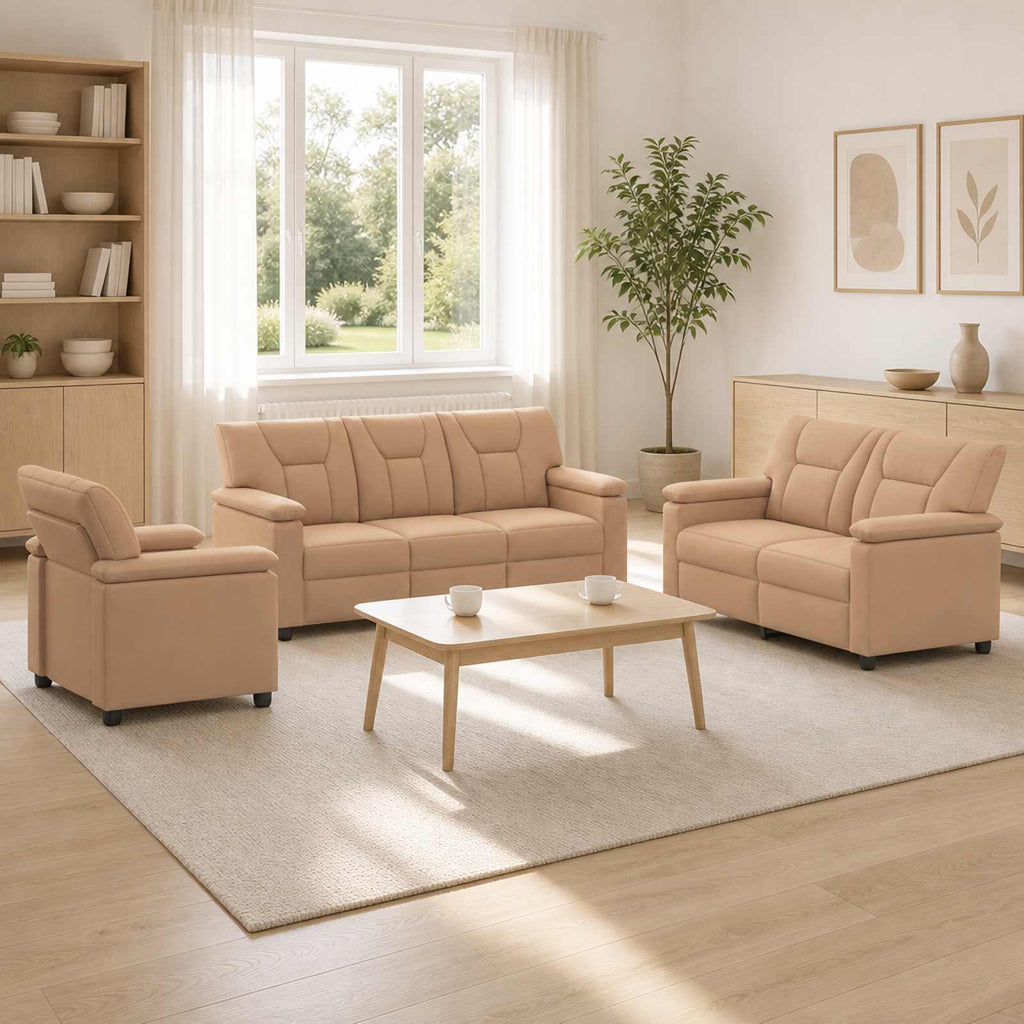 vidaXL Zestaw Sof 3 pcs Cappuccino Ekoskóra