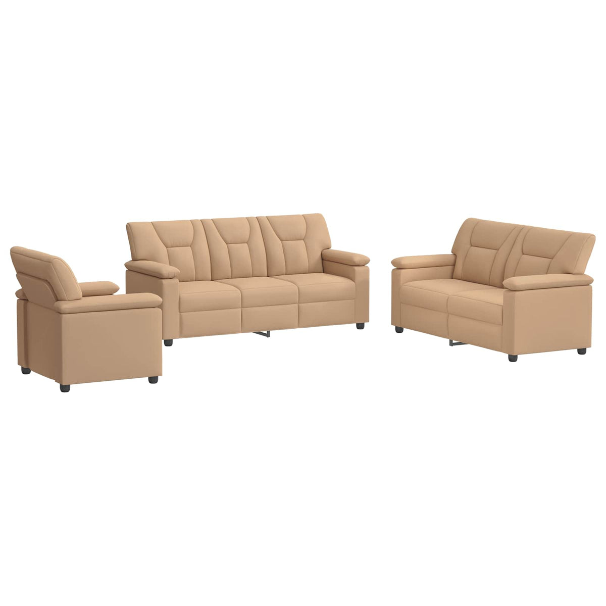 vidaXL Zestaw Sof 3 pcs Cappuccino Ekoskóra