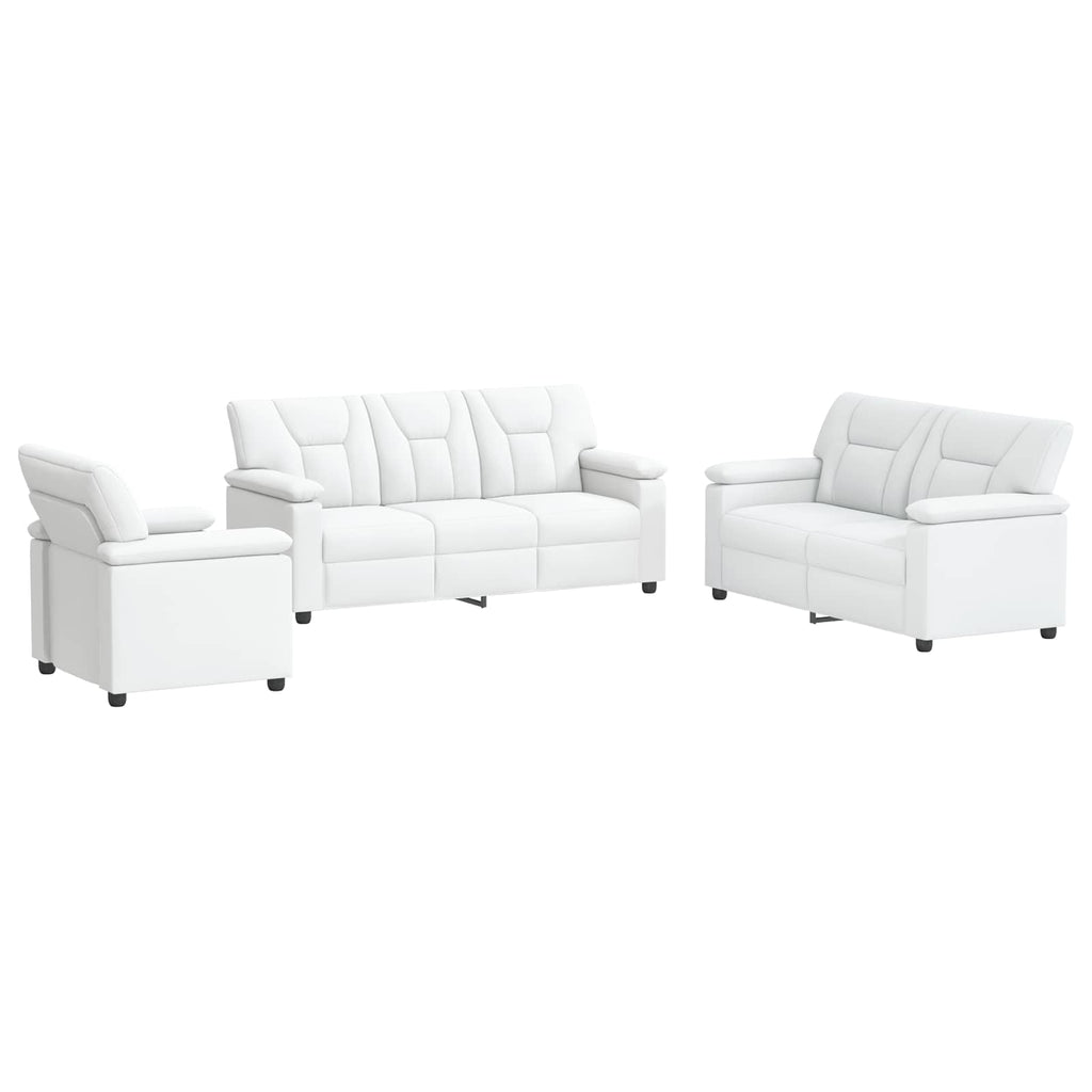 vidaXL Zestaw Sof 3 pcs Biały Ekoskóra