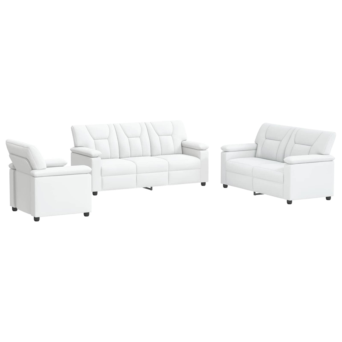 vidaXL Zestaw Sof 3 pcs Biały Ekoskóra