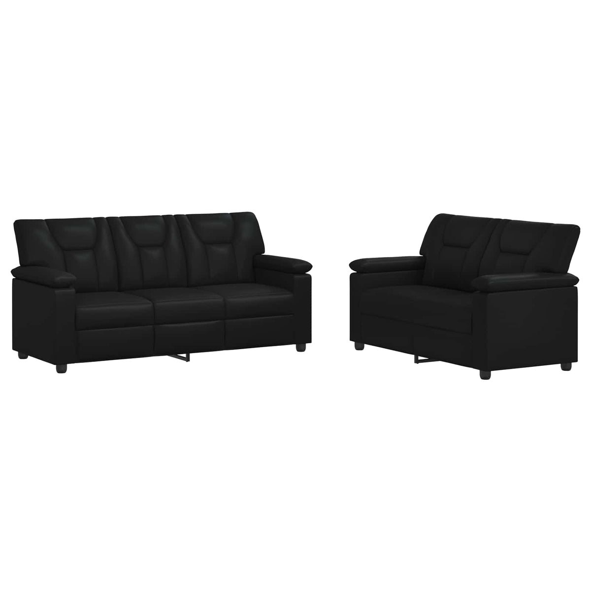 vidaXL Zestaw Sof 2 pcs Czarny Ekoskóra