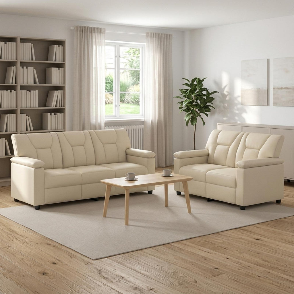 vidaXL Zestaw Sof 2 pcs kremowy Ekoskóra