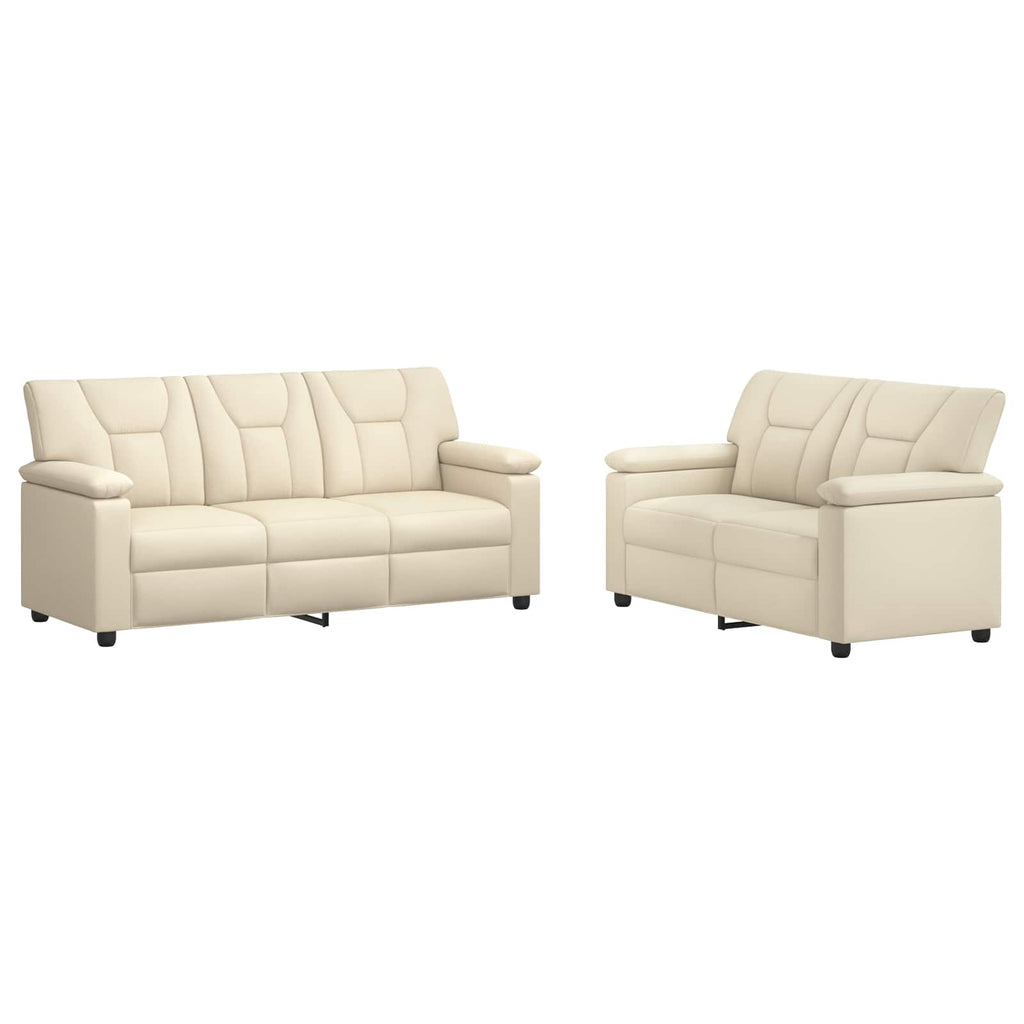 vidaXL Zestaw Sof 2 pcs kremowy Ekoskóra