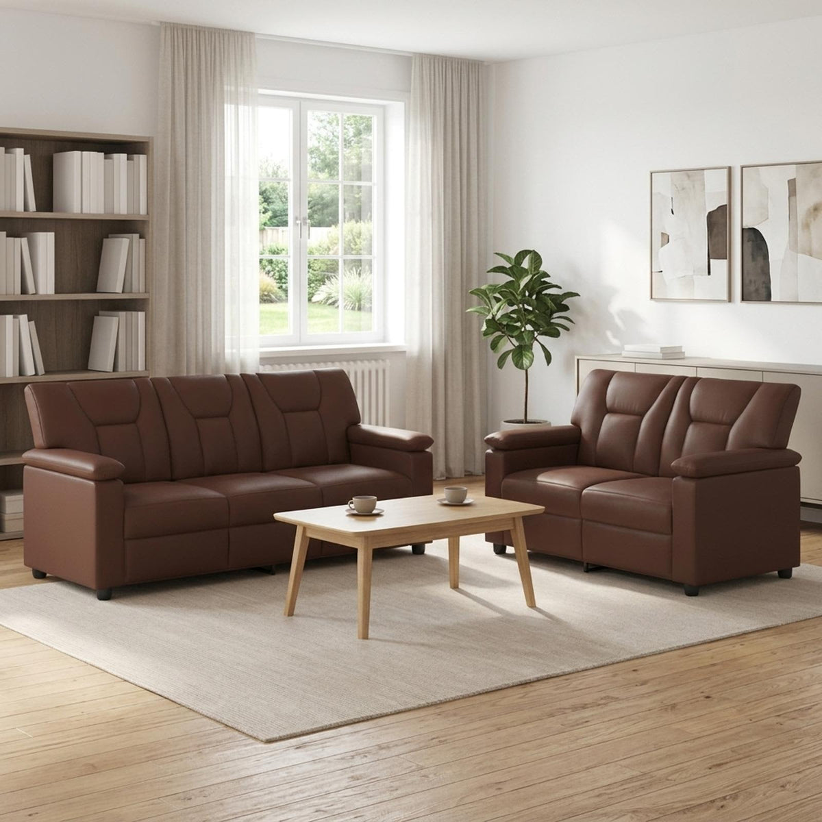 vidaXL Zestaw Sof 2 pcs brązowy Ekoskóra