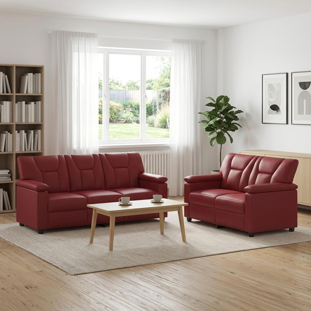vidaXL Zestaw Sof 2 pcs Czerwone wino Ekoskóra
